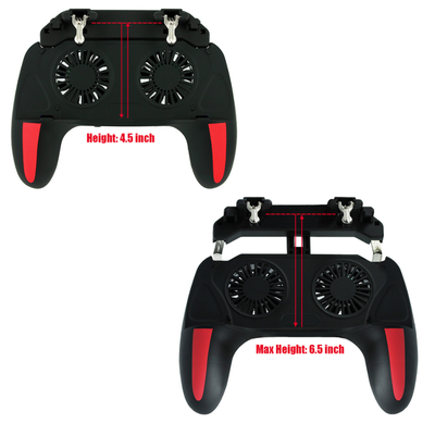 Black and red game controller with phone holder, dual cooling fans, and power bank function for smartphones. - Image 10