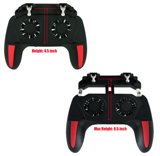 Black and red game controller with phone holder, dual cooling fans, and power bank function for smartphones. - Image 10