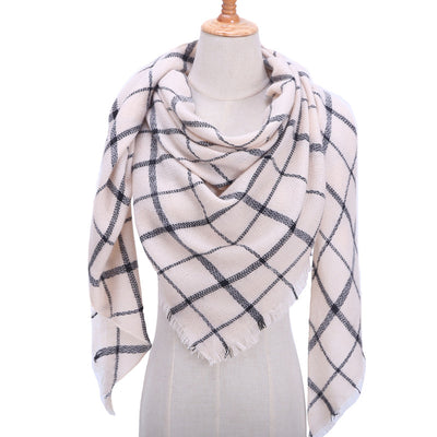 Bufanda de Cashmira Artificial Otoño Invierno Triangular Pareja Cuadros Cálida - Image 24