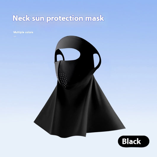 Light pink ice silk sun protection mask with ear loops and neck coverage, featuring small ventilation holes. - Image 49