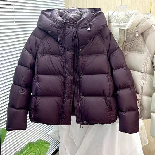 Chaqueta Acolchada Suelta con Capucha - Colores Sólidos Otoño Invierno - Image 8