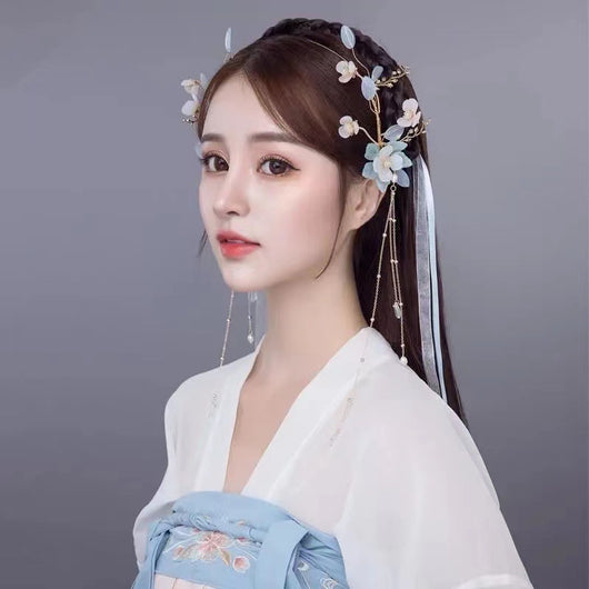 Corona de Cabello Hanfu Estilo Antiguo con Borlas y Cintas Flotantes - Image 6