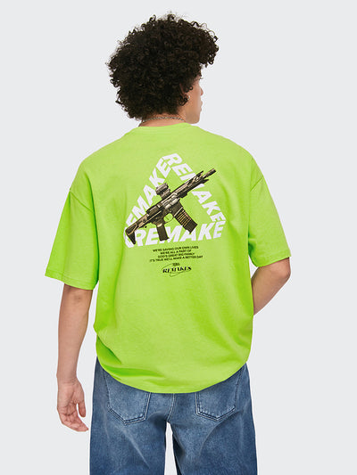 Camiseta Suelta Hombro Caído con Estampado Triángulo - Diseño Urbano Versátil - Image 9