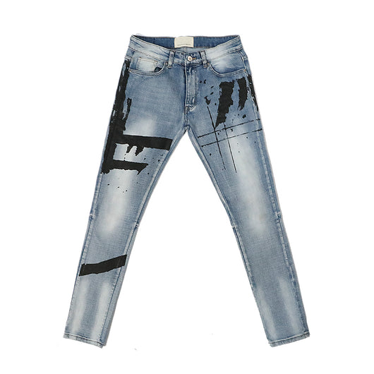 Jeans Slim Fit con Estampado Graffiti, Diseño Desgastado y Ajuste Entallado - Image 11