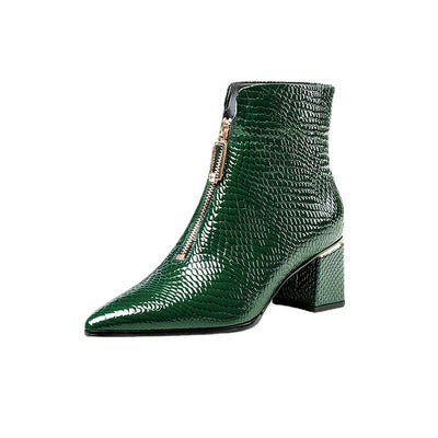 Botas de Cuero para Mujer con Tacón Grueso y Punta Afilada - Image 11