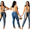 Pantalones Vaqueros Slim Elásticos con Cordón y Ojetes