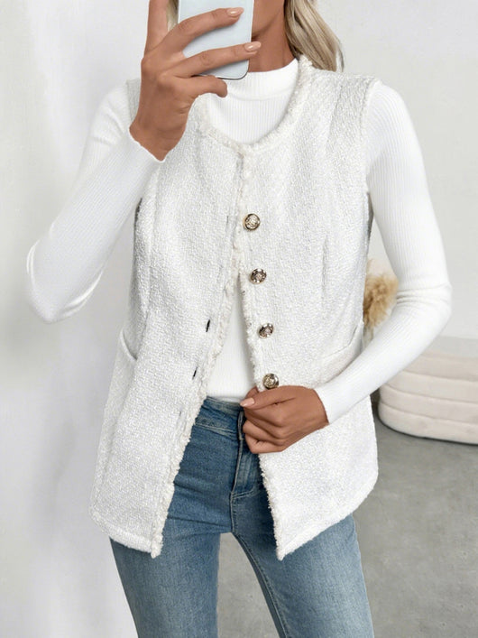 Chaleco Cardigan Elegante de Color Sólido para Mujer - Image 9