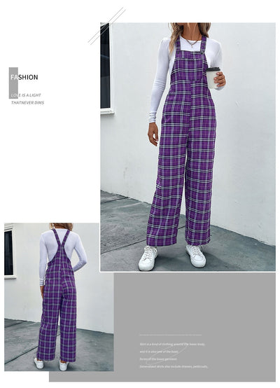 Jumpsuit Casual de Cuadros con Tirantes Finos para Mujer - Image 7