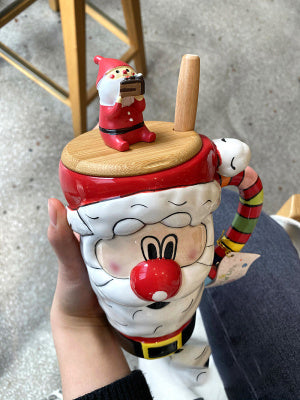 Taza Cerámica Navideña con Diseño Reno y Papá Noel - Image 6
