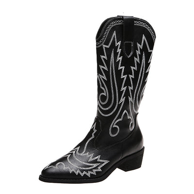 Botas Vaqueras Retro con Diseño de Red - Estilo Moderno para Mujer - Image 12