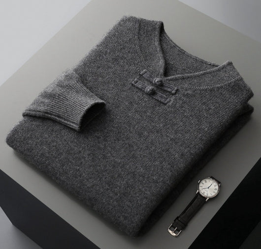Suéter de Lana Pura con Cuello Alto Vintage para Hombre - Image 17