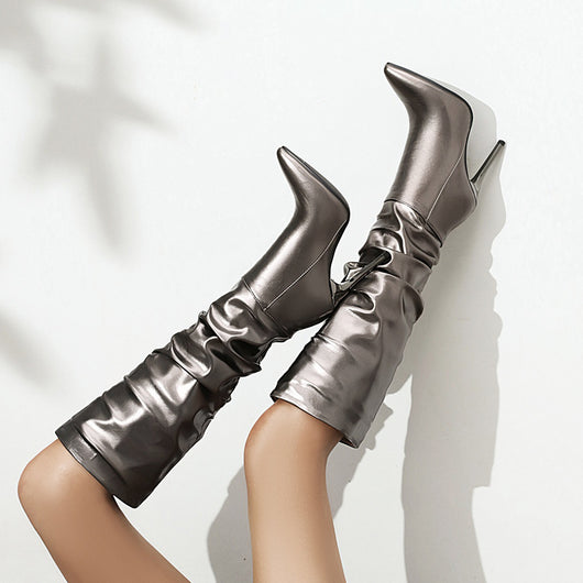 Botas Stiletto Doradas y Plateadas - Estilo Europeo Primavera Otoño - Image 11