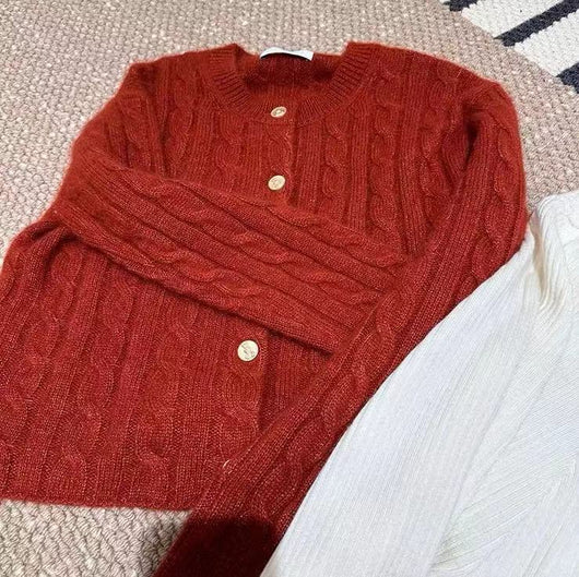 Suéter Cuello Redondo Rojo Grueso y Cálido - Image 10