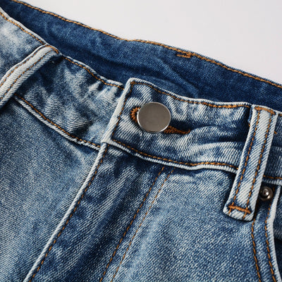 Jeans Slim Ajustados Blanco Roto con Parches Desgarrados y Detalles Vintage - Image 10