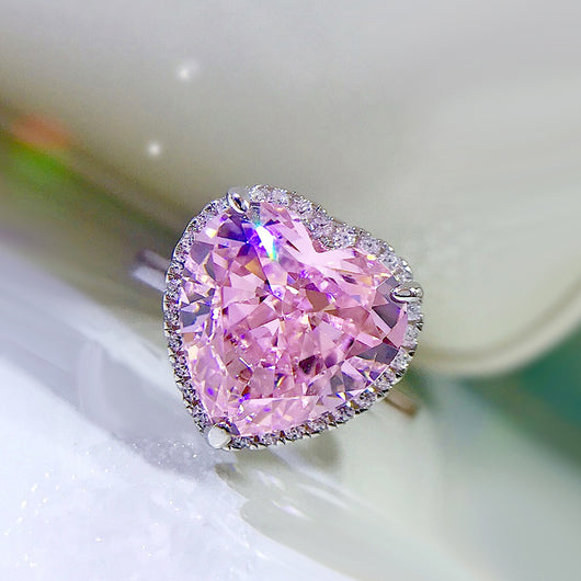 Anillo de Corazón en Plata Esterlina con Diamante de Alto Carbono Corte Hielo - Image 6