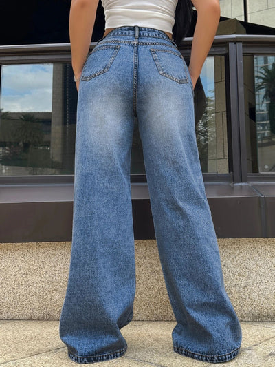Jeans Rotos Deslavados Rectos Anchos - Image 8