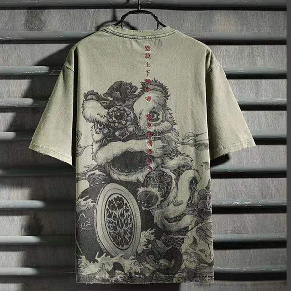 Playera de Algodón Bordada Estilo Nacional Tide Manga Corta