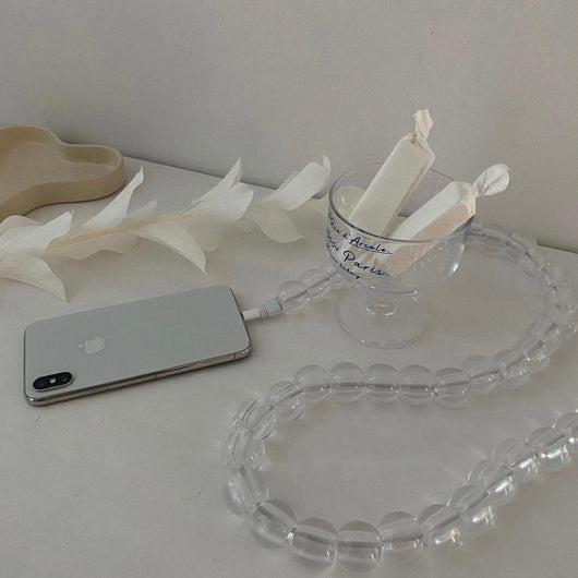 Cable de Datos USB Transparente con Cuentas Decorativas