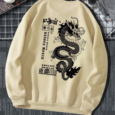 Sudadera Holgada Estampado Dragón Tokio Otoño Invierno