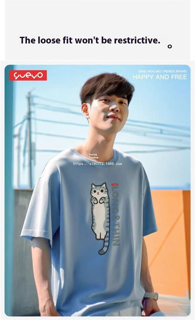 Camiseta Holgada Gato Naranja Tabby Primavera - Manga Corta Estilo Siam - Image 16