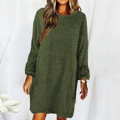 Vestido Suéter Largo Holgado en Felpa - Image 2