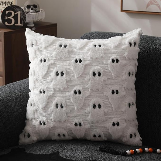 Fundas de Almohada Halloween Fantasma Blanco 18x18 - Cojín Decorativo Suave para Sofá y Hogar - Image 6