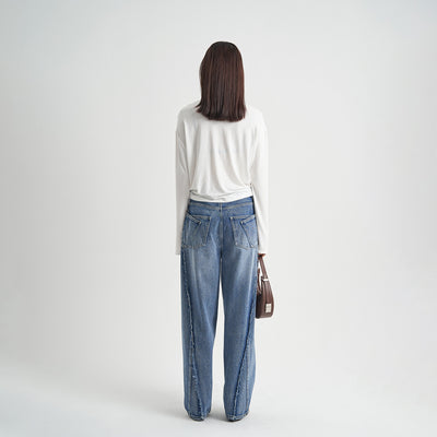 Pantalones Vaqueros Azul Desteñido Holgados Premium para Mujer - Image 4