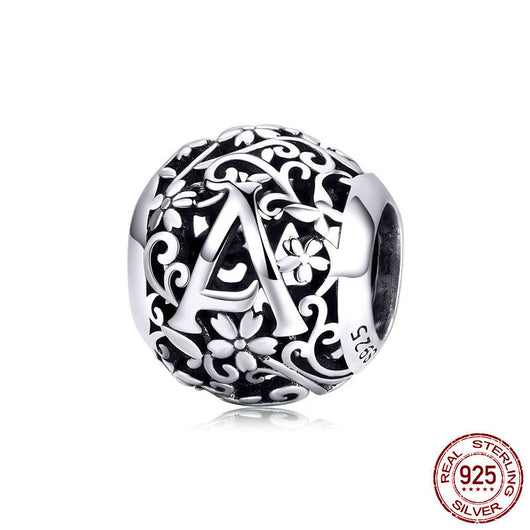 Abalorios de Plata Esterlina con 26 Letras del Alfabeto Inglés Patrón Bosque - Image 17