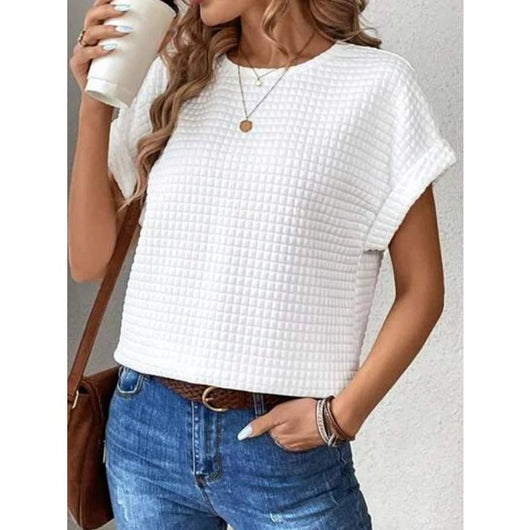 Blusa Cuello Redondo con Mangas Murciélago en Colores Sólidos - Image 9