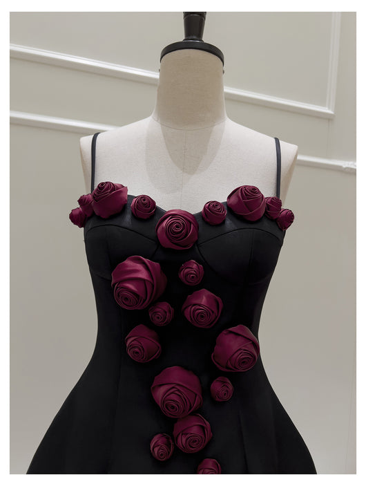 Falda Suspender Estilo Socialité Francesa con Cintura Ajustada y Flores - Image 12