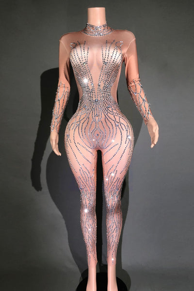 Jumpsuit Ajustado con Rayas y Cristales Brillantes para Mujer - Image 9