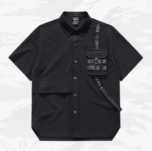 Camisa Negra Manga Corta Elegante - Image 14