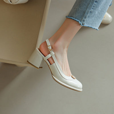 Sandalias Slingback con Tacón Grueso y Puntera Reforzada en Cuero - Image 16