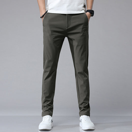 Pantalones Casuales Elásticos para Hombre con Forro Polar y Tela Ice Silk - Image 9