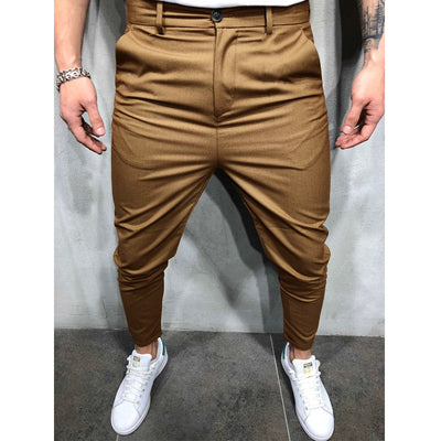 Pantalones Casuales Slim Fit en Tela Tejida Color Sólido para Hombre - Image 22