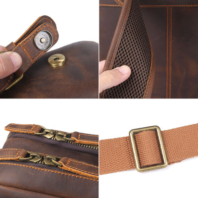 Mochila Retro de Cuero para Hombre - Bolsa Escolar de Gran Capacidad - Image 13