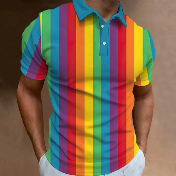 Playera Casual de Verano para Hombre con Estampado 3D Arcoíris - Image 6