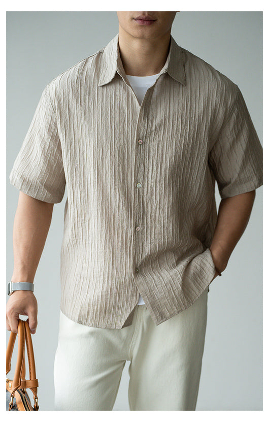 Camisa de Negocios Manga Corta para Hombre con Cuello Clásico - Image 11