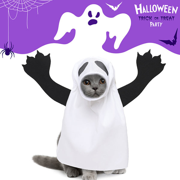 Disfraz de Fantasma Halloween para Perros y Gatos
