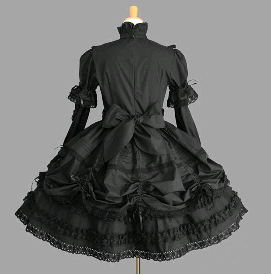 Vestido Gótico Retro de Encaje con Mangas Abullonadas - Disfraz Cosplay