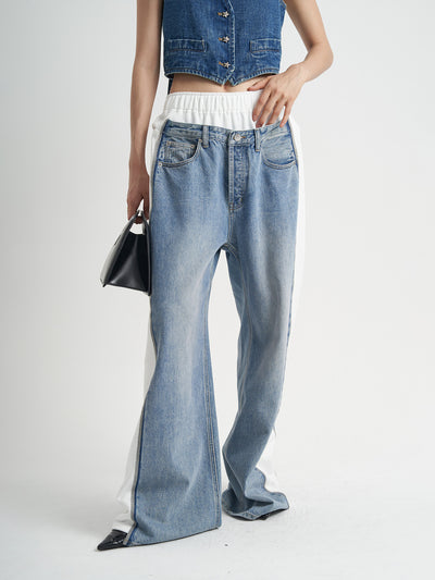Jeans Patchwork Cintura Alta Loose Fit para Mujer - Image 9