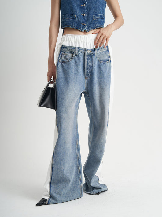 Jeans Patchwork Cintura Alta Loose Fit para Mujer - Image 9