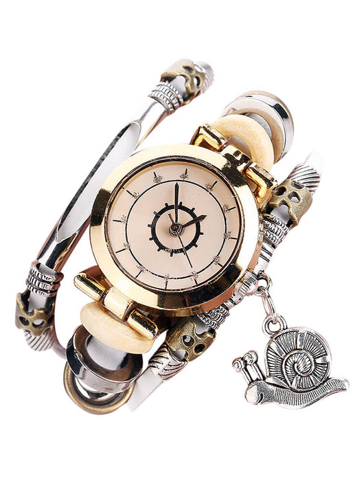 Reloj Pulsera Vintage de Cuero con Colgante Caracol - Image 10
