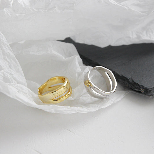 Anillo Doble Apertura Irregular para Mujer en Plata