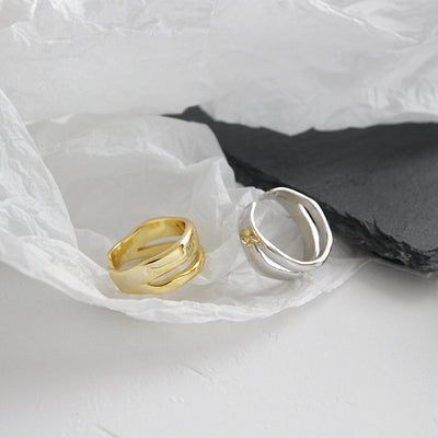 Anillo Doble Apertura Irregular para Mujer en Plata