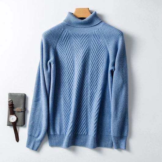 Suéter de Cachemira para Hombre con Cuello Alto y Jacquard - Image 11