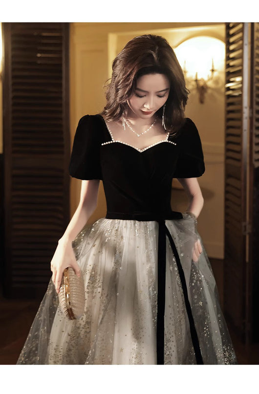 Vestido de Noche Negro Elegante de Lujo Francés para Mujer - Image 5