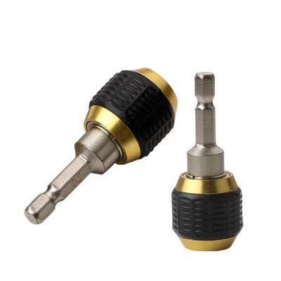 60mm quick-change hexagon handle joint with black rubber grip and gold-colored metal for power tools. - Image 2