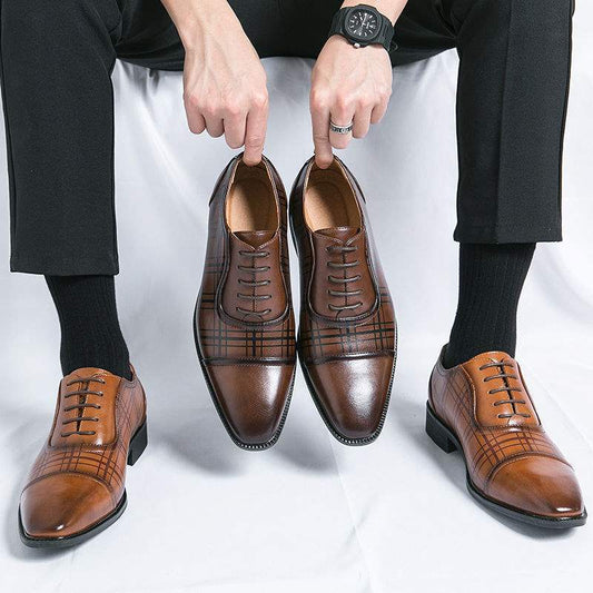 Zapatos de Cuero Ejecutivos Estilo Británico Punta Cuadrada Transpirables