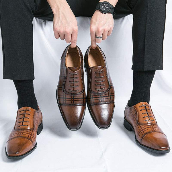 Zapatos de Cuero Ejecutivos Estilo Británico Punta Cuadrada Transpirables